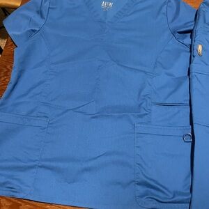 AUW Blue Scrub Top
